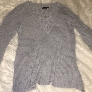 AEO front lace up sweater, worn twice